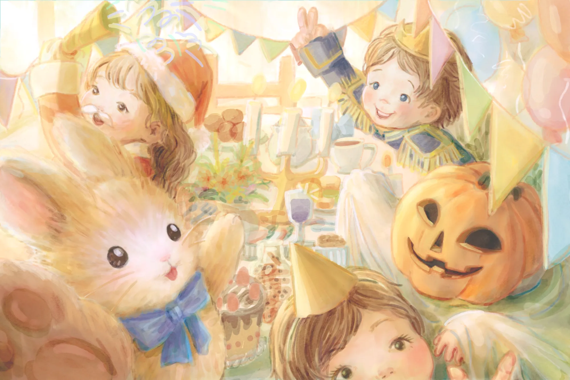 친구들과 모여 파티를 여는 행복한 베니