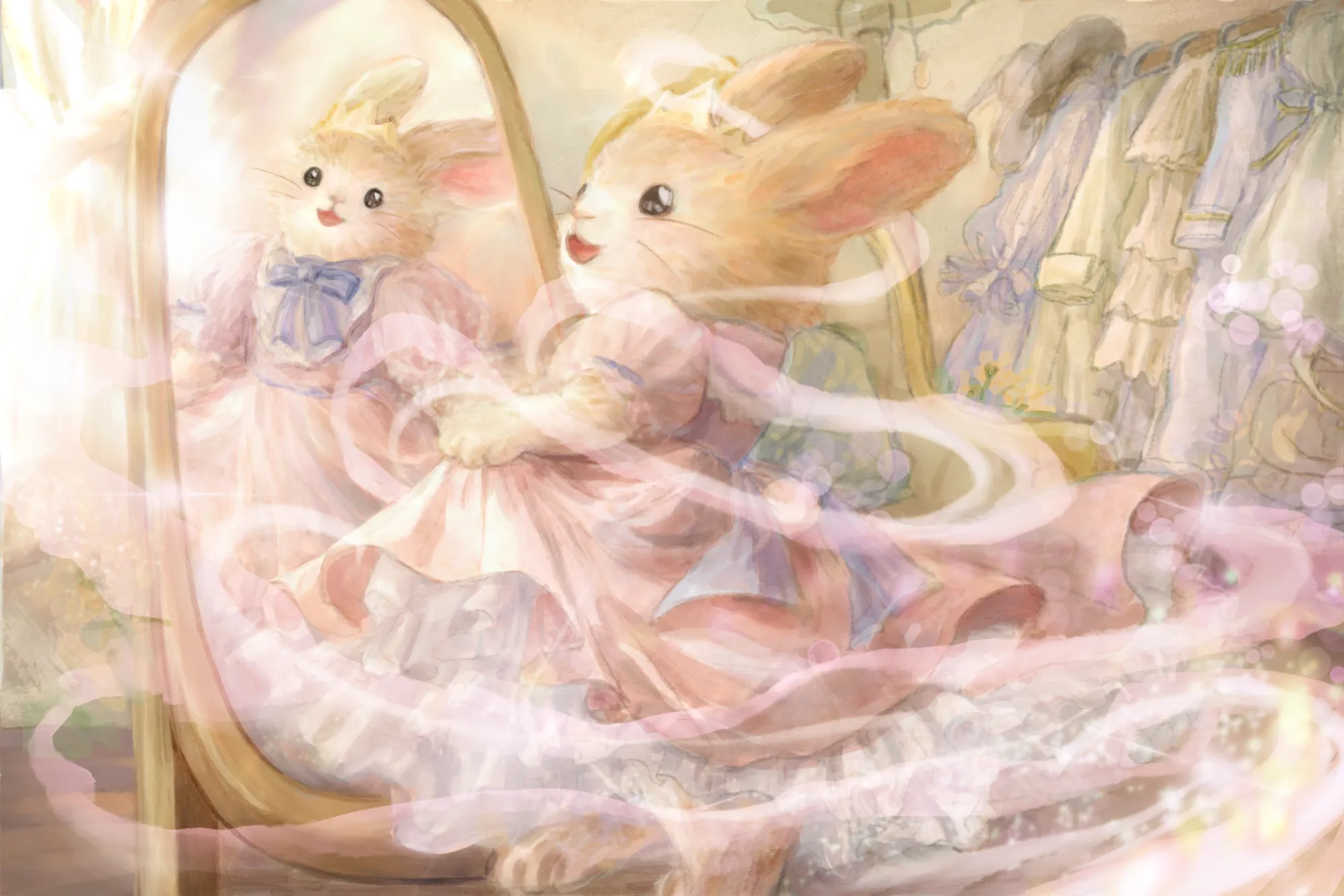 공주 옷을 입고 거울 앞에서 빙그르르 도는 베니